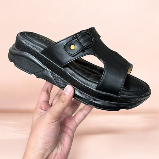 Black buckle slipper